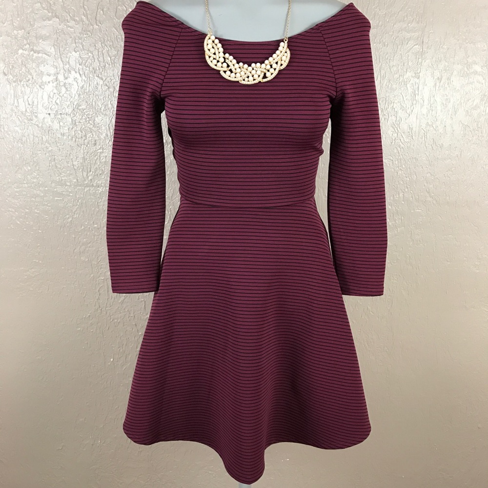 L.A. Hearts Striped Off Shoulder Dress
